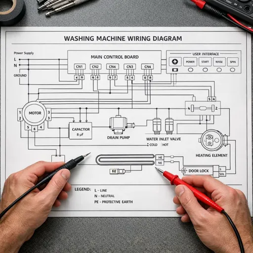 نقشه سیم کشی لباسشویی