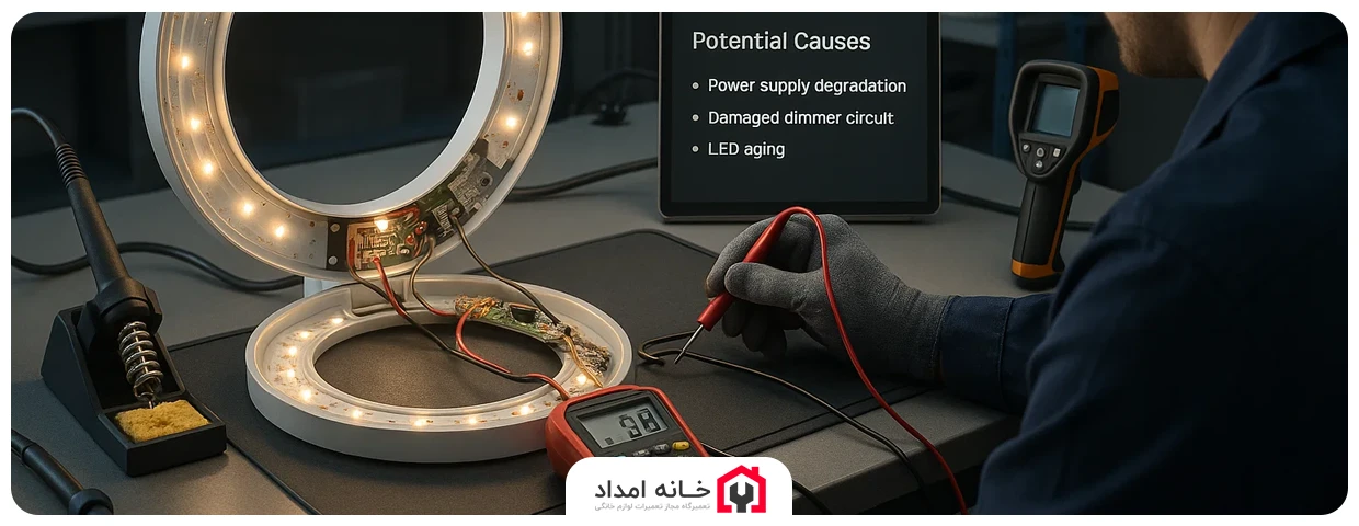 کم شدن نور رینگ لایت